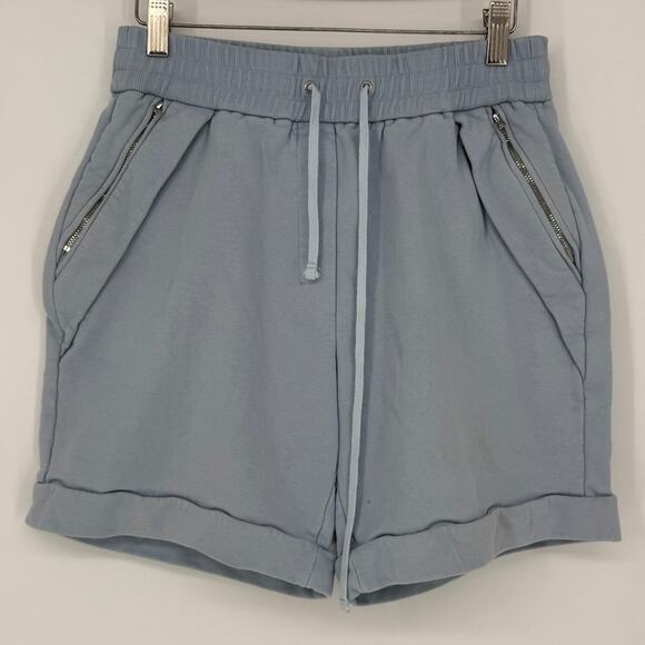 3.1 Phillip Lim Shorts French Terry Blue Pull On Casual Zip Pocket Size Small S - Picture 2 of 8